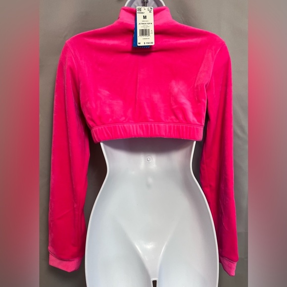 Adidas X Jeremy Scott‎ cropped Velour Track Jacket Neon Pink Sz Medium - Picture 4 of 14